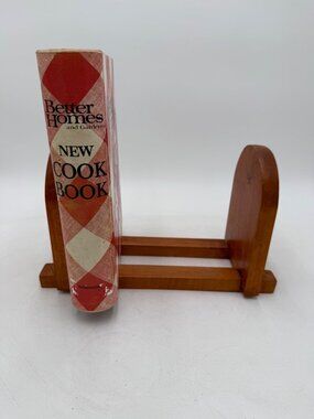 Vintage Wooden Book Holder Stand Desk Shelf Wood KItchen Counter